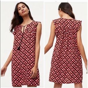 LOFT Red Floral Ruffle Sleeve Shift Dress 1062CH3